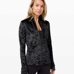 Lululemon Define Black Crushed Velvet  Set Zip-Up Hoodie Jacket - 12